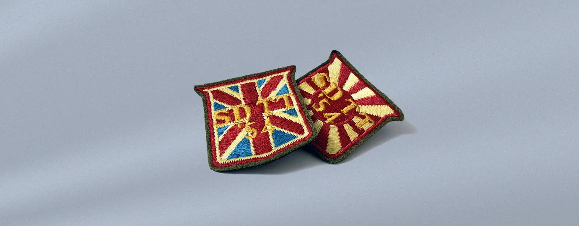 Custom fabric clothing badges.