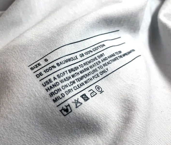 Printed wash care label heat transfer.