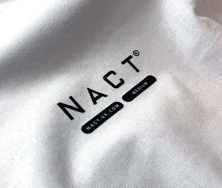 NACT flat heat transfer clothing label.
