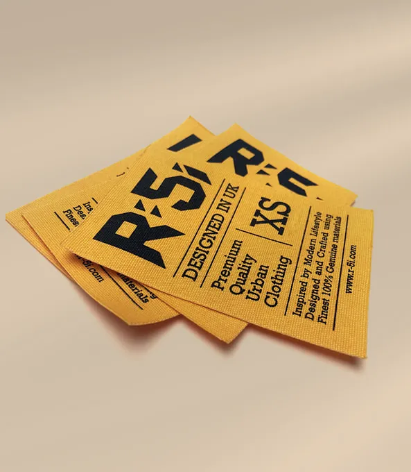 Custom printed clothing label.