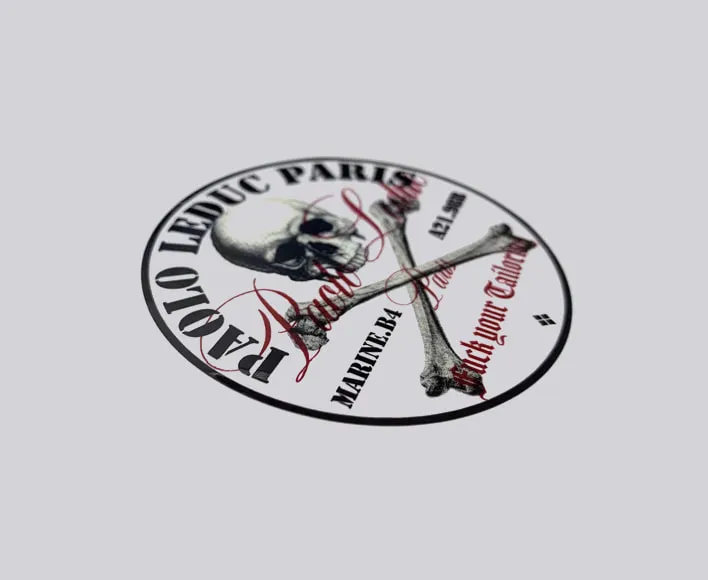 Paolo Leduc printed transparent base sticker.