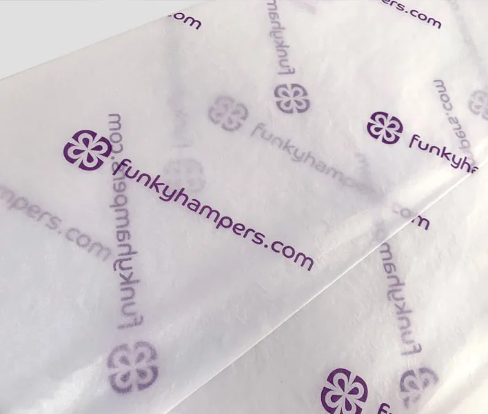 Funku Hampers custom branded tissue paper.