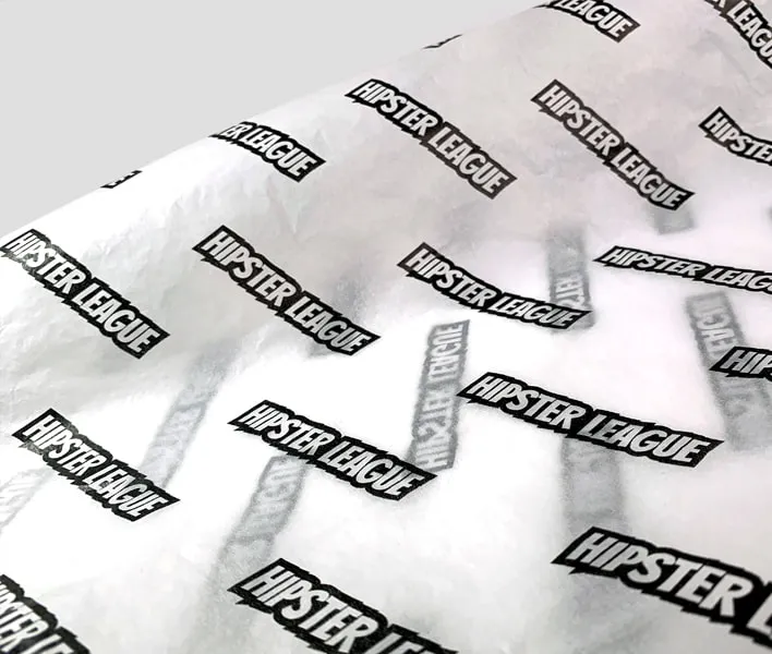Printed tissue paper repeated logo.
