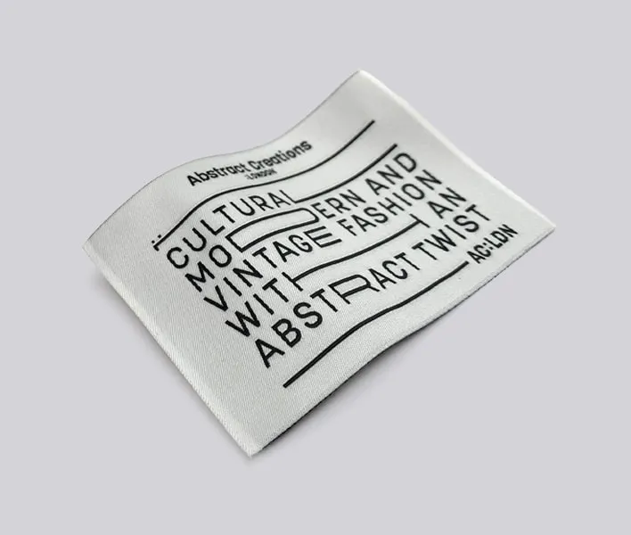 White woven label for clothing.